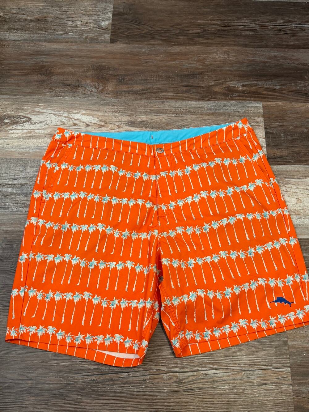 Tommy Bahama men’s board swim shorts ORANGE white size 36 EUC beach cruise lake
